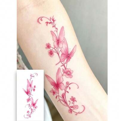 Colorful Minimalist Line Art Temporary Body Tattoo Sticker For Women, Waterproof Fake Tattoo, Suitable For Arms, Shoulders, Chest, Waist, And Legs, Perfect For Party And Festival Decoration, Lasts 2-5 Days