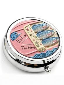 1pc Basic Wavy Sardine Pattern With Wavy Edge, Soft Ocean Embossed Design, Round 5cm Small Fish Pattern Medicine Box, Storage Box, Small Jewelry Box - Multicolor - View 3