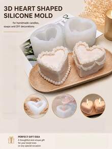 1 Heart-Shaped Silicone Mold, Reusable 3D Cream Cake Shaped Candle Mold, Gypsum Silicone Mold, Commemorative Candle Mold, Resin Mold. Suitable For Making Handmade Soap, Plaster, And Candles. Suitable For Occasions Such As Christmas And Birthdays. - White - View 4