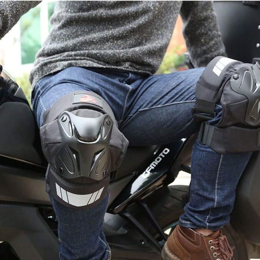 Adjustable Shock-Absorbing Joint Design Knee Pads Suitable For Motorcycle, Cycling, Skateboard Protective Gear Black 1 Pair Outdoor Equestrian Sports Motorcycle Riding Knee Pads Elbow Pads Motorcycle Protective Gear Warm Windproof Anti-Fall Cycling Leg Guards (Black)