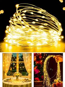 20pcs LED Warm White Fairy String Lights, Waterproof Mini Twinkle Lights For Bedroom DIY, Party, Wedding, Harvest Festival, Thanksgiving, Christmas, Birthday And Garden DIY Decoration, Indoor/Outdoor Decorative String Lights, Halloween Party Decoration, Yard Decoration, Christmas Gift Decoration - Warm Color - View 3