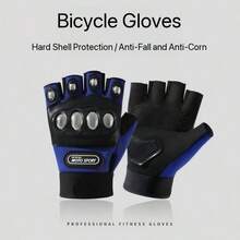 Motorcycle Anti-Fall Stainless Steel Hard Shell Half-Finger Riding Gloves For Men, Mountain Bike Riding Gear Gloves, Motorcycle Gloves With Air Flow, Steel Knuckle, Touchscreen Compatible, BMX MX ATV Mountain Bike Off-Road Racing Downhill Gloves - Multiple Styles - View 3