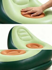 Avocado Flocked Inflatable Sofa With Footstool, Lazy Sofa Couch Portable Air Lounger Chair, Indoor Outdoor Recliner For Living Room Bedroom Balcony Camping - Multicolor - View 4