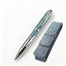 Elegant Engraved Blue Pattern Metal Ballpoint Pen Set With Portable Denim Pen Pouch, Premium Souvenir Birthday Gift For Office And School - 148 - View 11