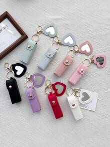 1/3PCS Portable Lipstick Lipstick Package Simple Love Mirror Lipstick Storage Set Keychain Pendant, Commuting Dating Double Lipstick Storage Keychain - Multicolor - View 10