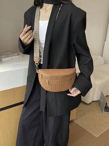 New Wide Strap Waist Bag Fashion Commute Chic One Shoulder Women's Bag Crossbody Bag Versatile Ins Chest Bag - Brown - View 3