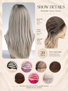 White & Gold Butterfly Long Hair With Bangs Synthetic Wig, Natural Hair Texture, Suitable For Women, Cosplay, Back To School Season - Multicolor - View 8