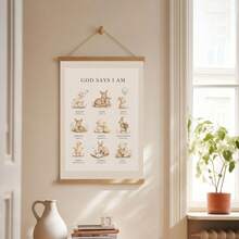 1pc God Says I Am Bible Verse Affirmation Canvas Wall Art Christian Poster Woodland Animal Pictures For Kids Room Nursery Unframed/Framed/ Hanging - Multicolor - View 3