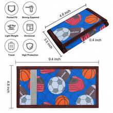 Teenager Wallet, Boys & Girls Personalized Card Holder, Sports Ball Style Wallet, Wear-Resistant & Dirt-Resistant, Convenient Carrying With Hook Design (Random Pattern Version) - Multicolor - View 3