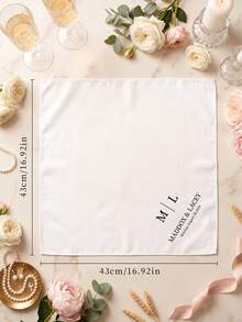 1pc Personalized Wedding Satin Handkerchief, Custom Embroidered Printed Hankie, Custom Text Bride Groom Tears Of Joy Handkerchief, Wedding Keepsake - Multicolor - View 7