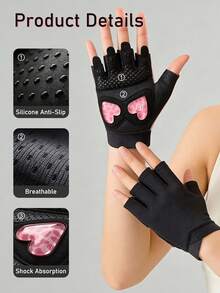 EIGIIS Women's Workout Gloves With Heart-Shaped Non-Slip Silicone Padding, Breathable Fabric, And Easy Removal For Gym Training, Weightlifting, Cycling - Multicolor-2 - View 5