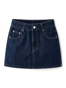 Women Denim Skirts - Navy Blue 2074 - View 4