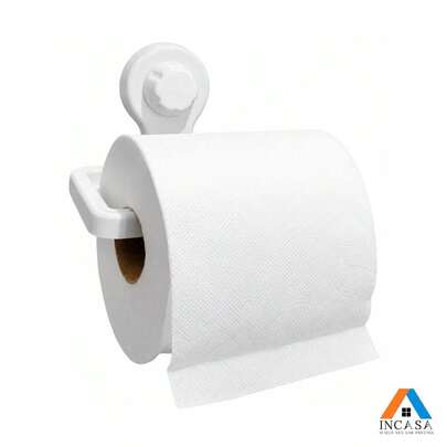 Porta Papel Higiênico Com Ventosa Sem Furo E Sem Sujeira Cor Branco