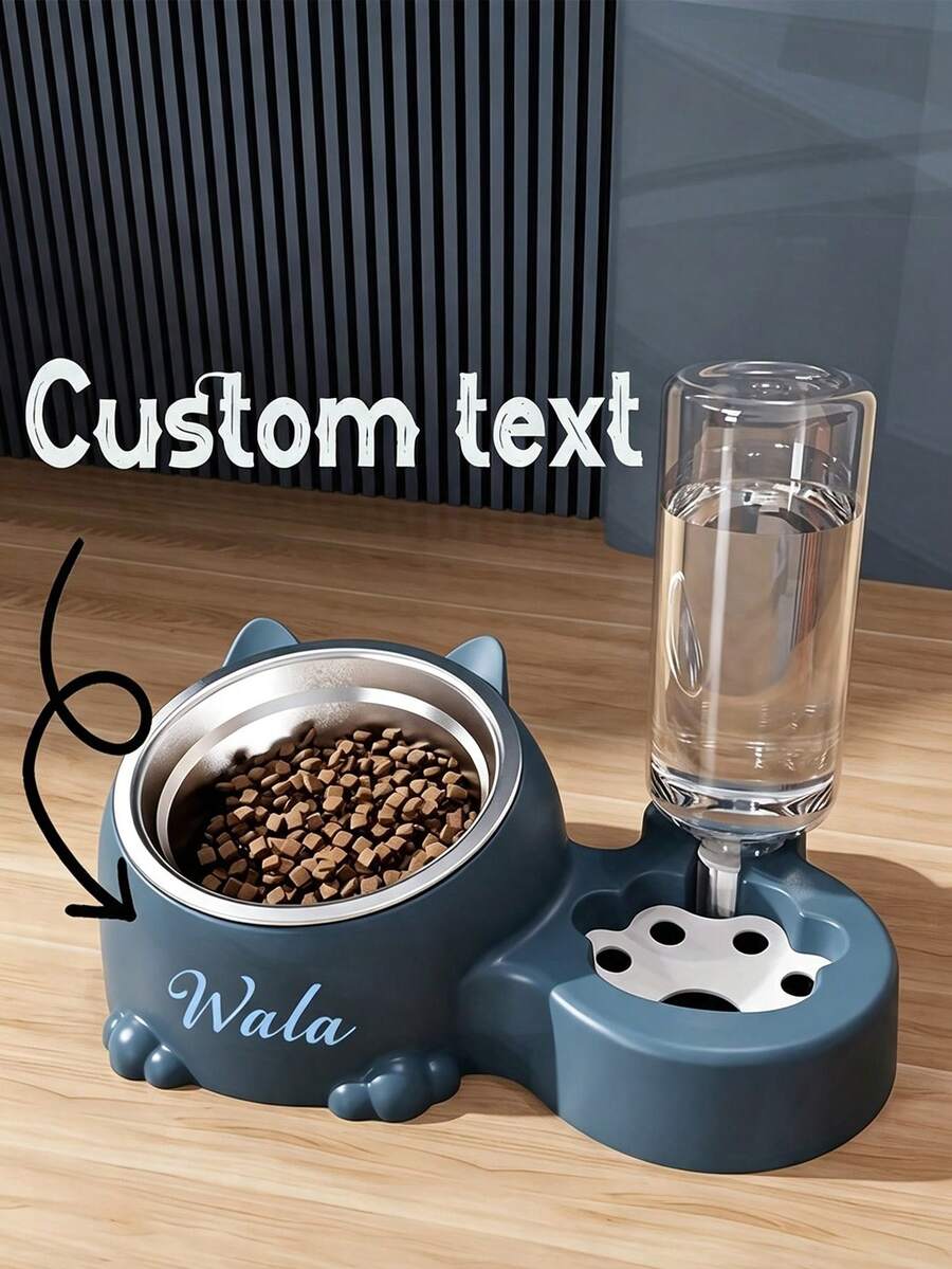 Personalized Pet Bowl, Customized Name Pet Bowl, Dual Use For Food And Water, Protects Neck, Suitable For Cats, Dogs And Other Pets, Ideal Choice For Food And Water, Perfect Memorial Gift For All Breeds, Customized Dog Bowl Gift - Multicolor - View 1