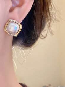 5pcs/Set Vintage Faux Pearl Silver Needle Earrings, Minimalist Luxury Earring Set - Multicolor - View 2