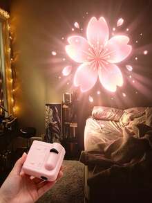 1pc Mini Plastic Projection Lamp, Cherry Blossom Projection Light, 1 Set LED Projection Lamp, Cherry Blossom LED Projection Light, Battery Operated, Suitable For Wall/Ceiling Decoration, Bedside Night Light, Birthday Gift, Party, Gathering, Room Decor, Night Light - Multicolor - View 7
