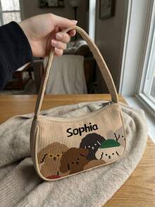 1pc Customized Name Cartoon Animal Pattern Underarm Bag, Can Be Customized According To Your Unique Design, Perfect For Children To Print Their Own Name Or Print Their Sister's And Classmates' Names As A Gift To Give To Others - Multicolor - View 7