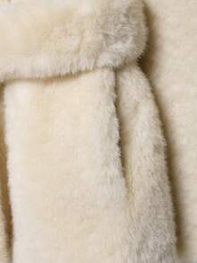 DEEKA Autumn/Winter New Women's European And American Style Fashion Belted Faux Fur Effect Coat Jacket - Beige - View 8