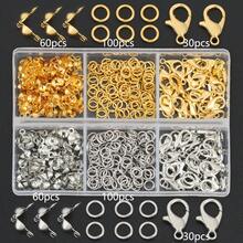 380pcs DIY Jewelry Making Accessories Set, Includes 60pcs Lobster Clasp, 120pcs Crimp Beads, 200pcs Closed Jump Rings, Suitable For Handmade Woven DIY Necklace, Bracelet, Bag Charm, Can Be Flattened To Secure Clasp, Pendant Chain Connector Rings, DIY Jewelry Making Materials - Lobster Clasp & Jump Ring & Bag Clasp - View 13