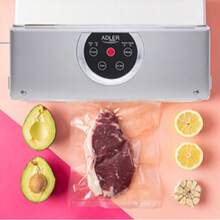 Adler Vacuum Sealer, Food Vacuum Sealer Machine, Vacuum Packing Machine - Film Roll Included, External Container Adapter, -0.8 Bar Vacuum, 130W, White/Grey - EU E Type Plug(220-240V) - View 1