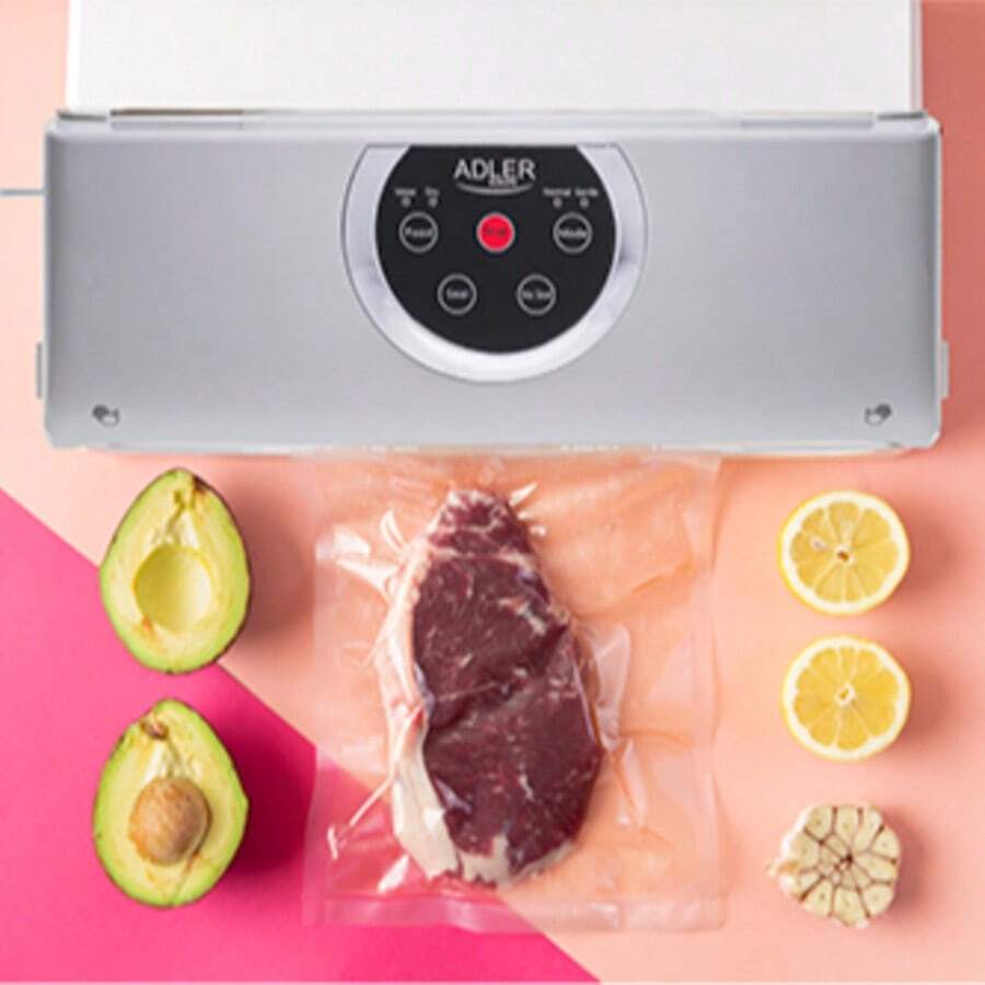 Adler Vacuum Sealer, Food Vacuum Sealer Machine, Vacuum Packing Machine - Film Roll Included, External Container Adapter, -0.8 Bar Vacuum, 130W, White/Grey - EU E Type Plug(220-240V) - View 1