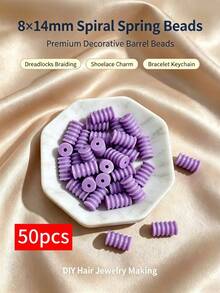 50/100pcs 8x14mm Acrylic Multicolor Spiral Barrel Beads,Cute Cylindrical Large Hole Plastic Beads,Suitable For DIY Hair Accessories And Bead Jewelry Making,Shoe Charms, Bag Chain, Bracelets,Keychains,Crafts For Adults - Multicolor - View 9
