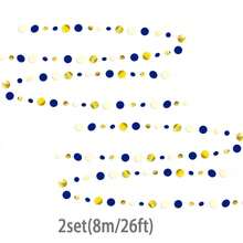 Blue & Gold Polka Dot Paper Hanging Garland, Floating Paper Dot Decoration, Suitable For Weddings, Birthday Parties, Banquets, Graduation Ceremonies, Background Decor, Holiday Decorations, Photo Backdrop - Multiple Styles - View 8