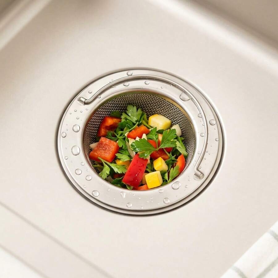 Kitchen Sink Strainer, Stainless Steel Mesh Drain Filter With Handle, Anti-Clogging Deep Basket Food Waste Catcher For Kitchen Sinks, Universal Fit Hair & Residue Stopper, Rust-Proof, Easy To Lift And Clean.Kitchen Essentials.Kitchen .Kitchen