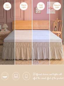1pc Solid Beige Bed Skirt With Asymmetrical Cut Ruffle Hem, Minimalist Daily Fresh Natural Cute Classic Style, Polyester Fiber Comfortable Breathable All-Season, Suitable For Bedroom Scene, Home Decor, Cozy Bedding - Camel - View 6