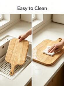 Oak Cutting Board With Handle, Suitable For Country Style Kitchen, Christmas, Halloween, Thanksgiving, Harvest Season Gifts, Used For Dinner Preparation, Defrosting, Kitchen Decoration And Pre-Meal Preparation Storage - Wood Color - View 6