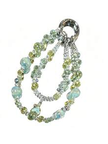 1pc Light Mint Green Double-Layer Fish Tail Crystal Beaded Phone Chain Bag Pendant - Multicolor - View 7