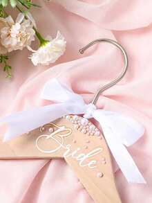 Wedding Hanger Set, Wooden Wedding Dress Hanger, Suit And Off-Shoulder Dress Hanger With Ribbon, Suitable For Bride And Groom, Perfect For Wedding Dress And Suit, Wedding Accessories, Wedding Decoration Items - Multicolor - View 6