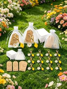 30pcs Flower Keychain Party Favors Wedding Gifts Bulk Keyring Pendant, Suitable For Guests, Baptism Ceremony, Bridal Shower - View 7