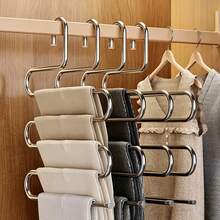 10pcs Premium Multi-Layer Iron Alloy Pants Hangers, Heavy Duty Space-Saving Closet Storage Rack, Sturdy Durable Pants Hanging Rack, High-End Home Bedroom Closet Accessories - Multicolor - View 3