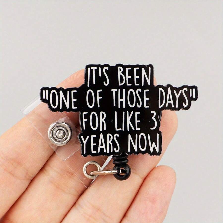 1 Cute Telescopic Badge Scroll With 2D Flat Design - "One Of Those Days" Quote, Nurse And Office Lanyard Holder, Durable ID Holder, Suitable For Hospital Or Office Use, 2D Flat Design - Multicolor - View 1