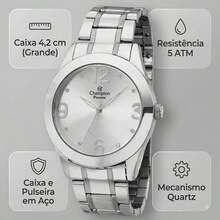 Relógio Champion Feminino Prata Aço Inox Fashion Analógico Resistente À Água 5 ATM Modelo CH24268Q - Prata - Visão 10