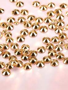 Gold Flat Back Rhinestones, Multi-Size Round Crystal Hot-Fix Rhinestones, Shiny Adhesive Rhinestones, Suitable For Nail Art, Phone Cases, Shoes, Clothing, Handmade DIY Decoration - Gold - View 2