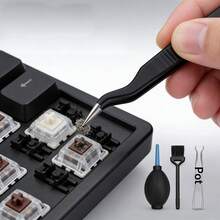 qialeduo 機械式鍵盤清潔套組 鍵帽拔取器 氣吹球 刷子 防靜電鑷子 鍵盤維護工具組 - 查看 2