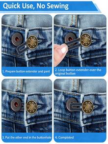 20/10/5/1pcs Denim Jeans Button Extender, Unisex Waistband Extender, Stretchable No-Sew Instant Belt Extender, Metal And Silicone Material, Suitable For Jeans, Trousers, Neckline - Multicolor - View 8