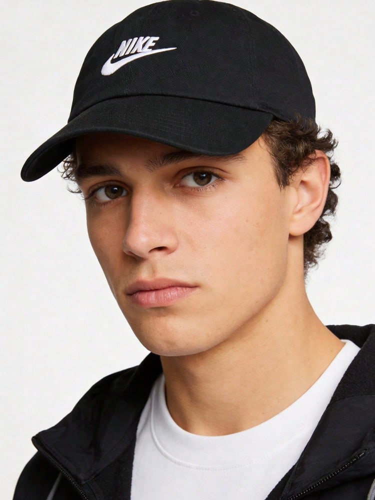 Nike Unisex Baseball Cap With Logo Lettering, Cotton, Black, Couple Style. - Black - View 1