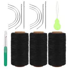 Lusecarl Hair Extension Sewing Kit, 3 Rolls Hair Extension Thread With 10 C/J/I Shaped Curved Hand Sewing Needles, Suitable For Hair Extensions, Hair Piece Sewing, Wig DIY (10+3, 3 Colors), Halloween - View 14