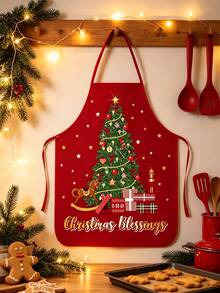 Christmas Kitchen Chef Cooking Apron, A Cute Santa Baking Apron, A Christmas Party Gift, Suitable For Cooking, Barbecue Activities And Christmas Party Decorations. - Multicolor - View 2
