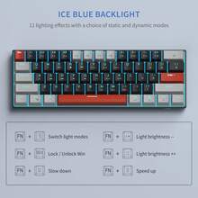 MageGee Star61 Mini Gaming Mechanical Keyboard, 60% Layout 61 Keys, Blue LED Backlight, Wired NKRO Multi-Device Gaming Keyboard, Optional Red/Blue/Brown Switches, Suitable For Laptop PC Gamers - Black - View 5