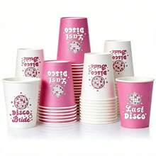 10/20/40Pcs Last Disco Party Cups Disco Ball Print Disposable Paper Cups For Bachelorette Bridal Shower Retro Disco Party Tableware Supplies - Disco - View 1