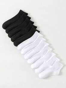 1/5/10 Pairs Men's Autumn/Winter Cotton Mid-Calf Socks, Simple White Solid Color, Comfortable Casual Fun Socks - Multicolor - View 6