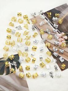 200入金色編髮夾，免穿耳耳夾，多款式髒辮飾品，金屬編髮髮飾女款 - 彩色 - 查看 6