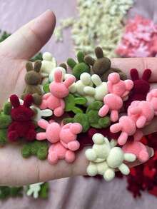 10pcs Resin Cartoon Rabbit Accessories, Suitable For Christmas Decoration, Phone Case Accessories And Hair Clips, Multi-Color Cute Rabbit Shape DIY Handmade Materials, Perfect As Christmas Theme Party Decoration Accessories And Christmas Ornaments - Multi-color - View 2
