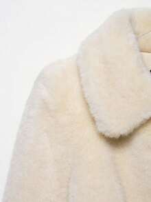 DEEKA Autumn/Winter New Women's European And American Style Fashion Belted Faux Fur Effect Coat Jacket - Beige - View 5
