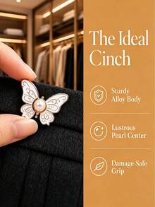 8/4/1pc Butterfly Waist Tightening Buckle, Pearl Butterfly Waist Button, Adjustable Jeans Button Pin, Detachable Metal Clip Buckle, Suitable For Pants, Skirts, Bags - Multicolor - View 8