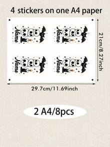 4-40PCS Custom Halloween Temporary Tattoo, Personalized Name Fake Tattoo Sticker, Spooky Ghost Bat Haunted House Style, Customized Body Tattoo For Halloween Party, Customizable Costume Accessory, Halloween Favor, Unique Holiday Gift, Halloween Gifts - Black and White - View 15